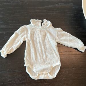 Zara baby white long sleeve blouse top